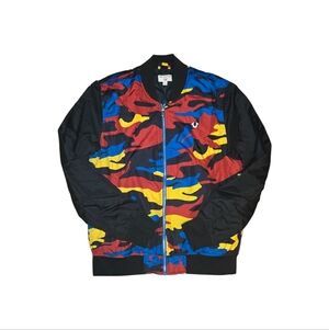 True Religion Multicolor Camouflage Bomber Jacket.